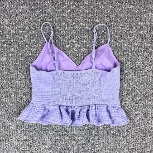 BP Top Womens Extra Small Cropped Peplum Bustier Cami Tank Ruffle Coastal Purple - Picture 2 of 10